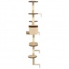 Árvore p/ gatos parede arranhadores sisal 194 cm bege/castanho 4