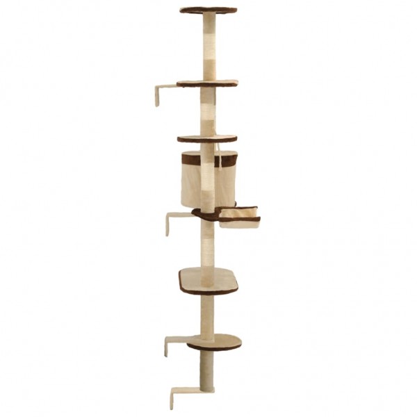 Árvore p/ gatos parede arranhadores sisal 194 cm bege/castanho M 5