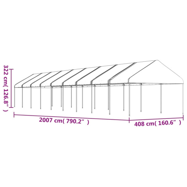 Gazebo com telhado 20.07x4.08x3.22 m polietileno branco M 5