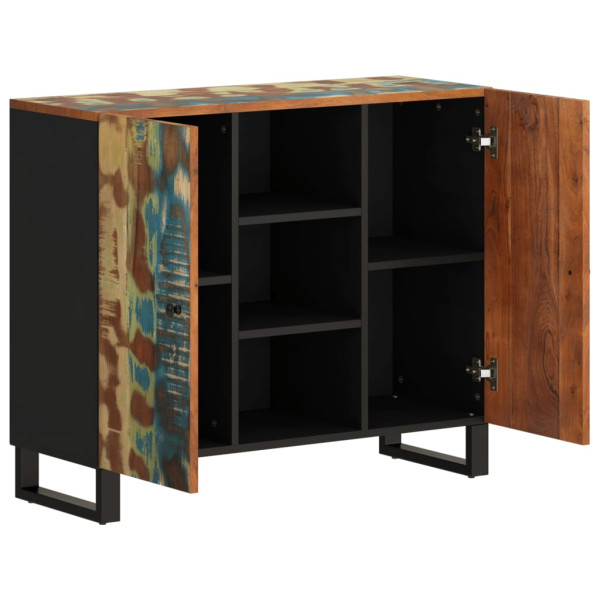 Aparador con 2 puertas de madera maciza reciclada 90x33x75 cm M 4