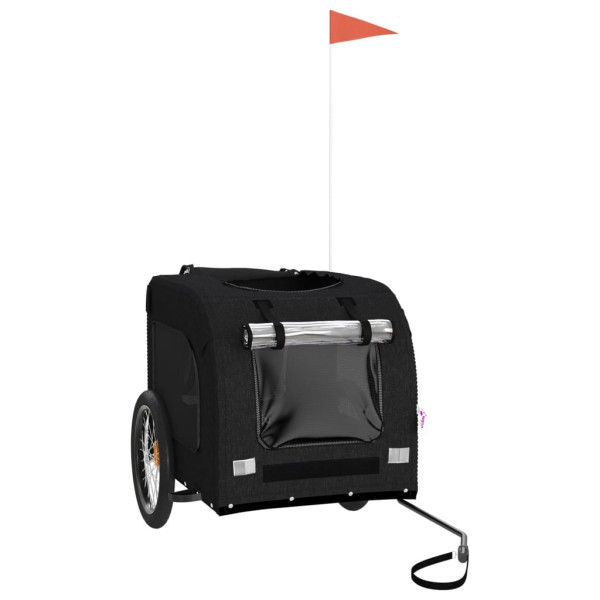Remolque de bicicleta para perros hierro y tela Oxford negro M 3