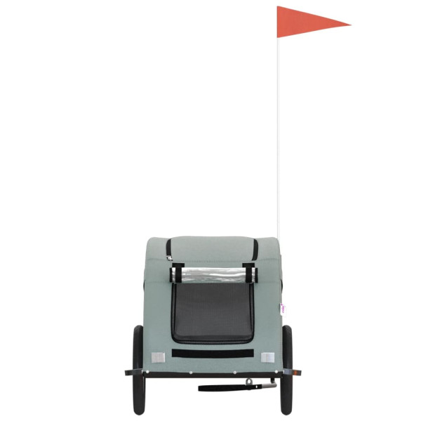 Remolque de bicicleta para perros hierro y tela Oxford gris M 4