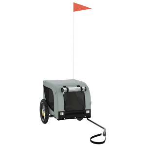 Reboque de bicicleta p/ animais tecido oxford/ferro cinza/preto H