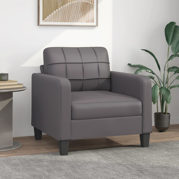Sillón cuero sintético gris 60 cm D