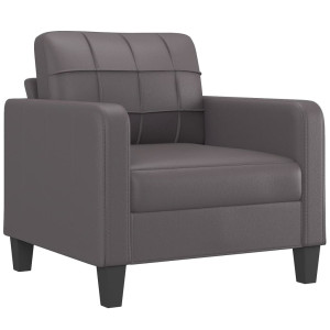 Sillón cuero sintético gris 60 cm H