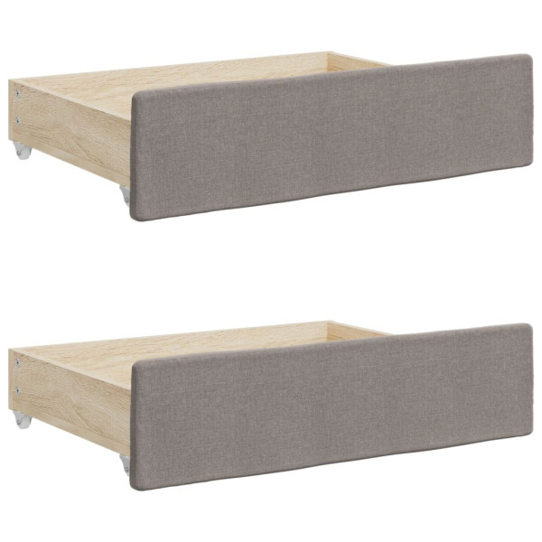 Cajones de cama 2 uds madera de ingeniería y tela gris taupe M 2