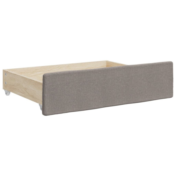 Cajones de cama 2 uds madera de ingeniería y tela gris taupe M 3