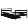 Estructura de cama niños con cajones madera pino negro 90x200cm 4