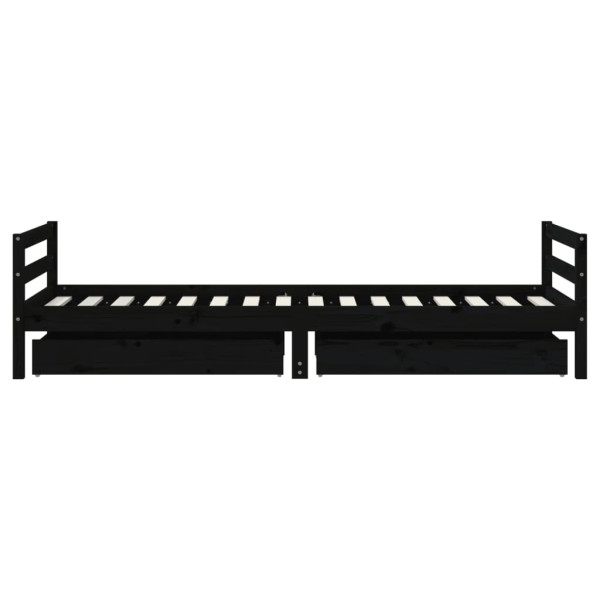 Estructura de cama niños con cajones madera pino negro 90x200cm M 5