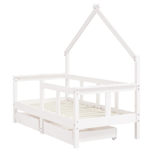 Estructura cama niños con cajones madera pino blanco 70x140 cm M 3