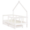 Estrutura cama infantil c/ gavetas 70x140cm pinho maciço branco 3