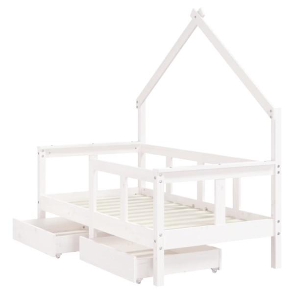 Estrutura cama infantil c/ gavetas 70x140cm pinho maciço branco M 4
