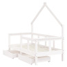 Estrutura cama infantil c/ gavetas 70x140cm pinho maciço branco 4