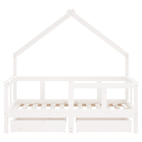 Estructura cama niños con cajones madera pino blanco 70x140 cm M 5