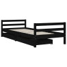 Estructura de cama niños con cajones madera pino negro 80x200cm 3