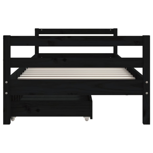 Estructura de cama niños con cajones madera pino negro 80x200cm M 5