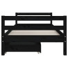 Estrutura cama infantil c/ gavetas 80x200cm pinho maciço preto 5
