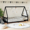 Estrutura de cama infantil 90x190 cm pinho maciço preto 1