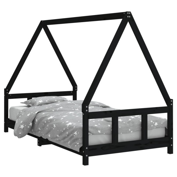 Estructura de cama para niños madera de pino negro 90x190 cm M 2
