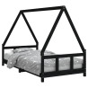 Estructura de cama para niños madera de pino negro 90x190 cm 2