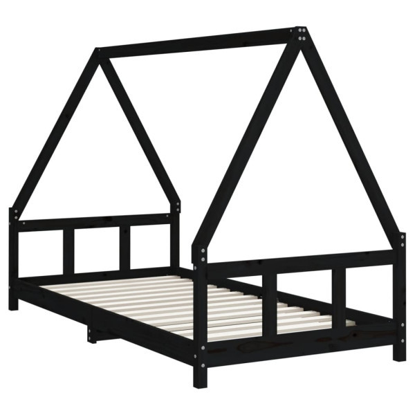 Estrutura de cama infantil 90x190 cm pinho maciço preto M 3
