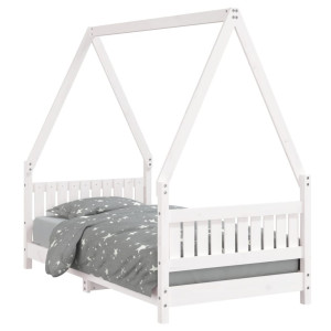 Estrutura de cama infantil 80x160 cm pinho maciço branco H