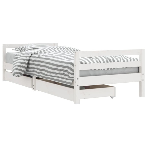 Estructura cama infantil y cajones madera pino blanco 90x190 cm M 2
