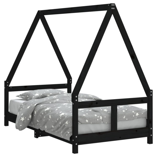 Estrutura de cama infantil 80x160 cm pinho maciço preto M 2