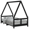 Estrutura de cama infantil 80x160 cm pinho maciço preto 2
