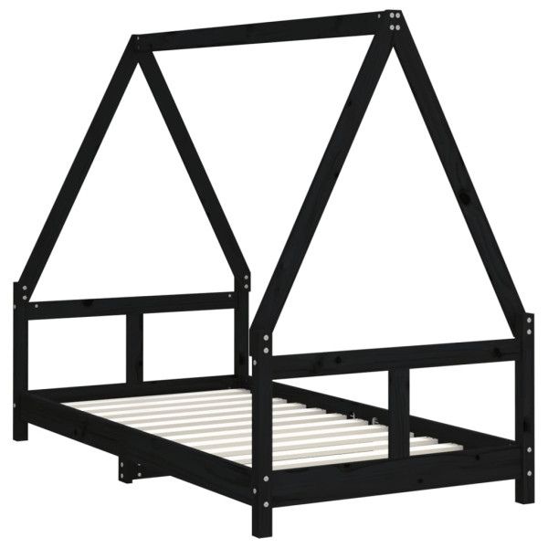 Estructura de cama para niños madera de pino negro 80x160 cm M 3