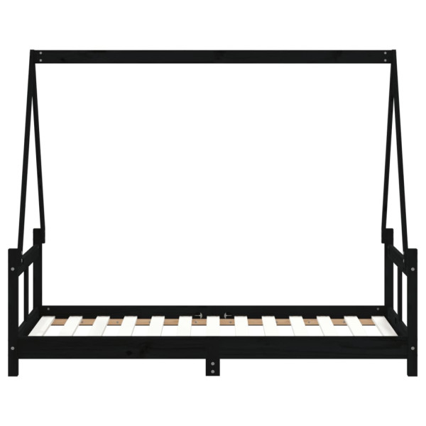 Estructura de cama para niños madera de pino negro 80x160 cm M 5