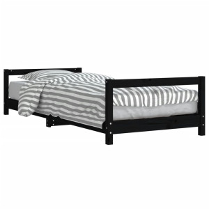 Estrutura de cama infantil 90x190 cm pinho maciço preto H