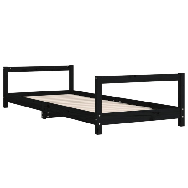 Estrutura de cama infantil 90x190 cm pinho maciço preto M 3