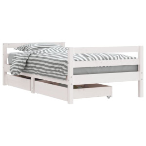 Estrutura cama infantil c/ gavetas 80x160cm pinho maciço branco H