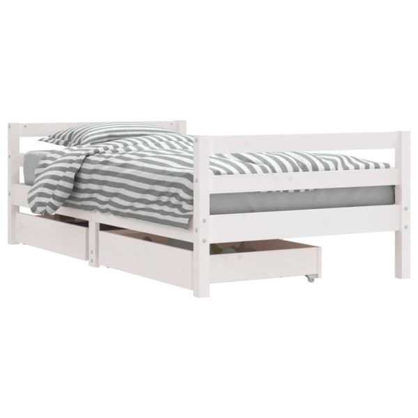 Estrutura cama infantil c/ gavetas 80x160cm pinho maciço branco M 2
