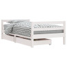 Estrutura cama infantil c/ gavetas 80x160cm pinho maciço branco 2