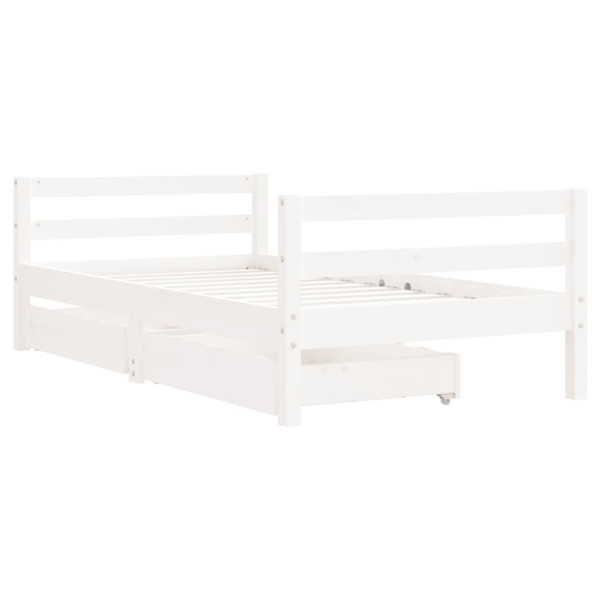 Estrutura cama infantil c/ gavetas 80x160cm pinho maciço branco M 3