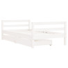 Estrutura cama infantil c/ gavetas 80x160cm pinho maciço branco 3