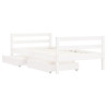 Estrutura cama infantil c/ gavetas 80x160cm pinho maciço branco 4