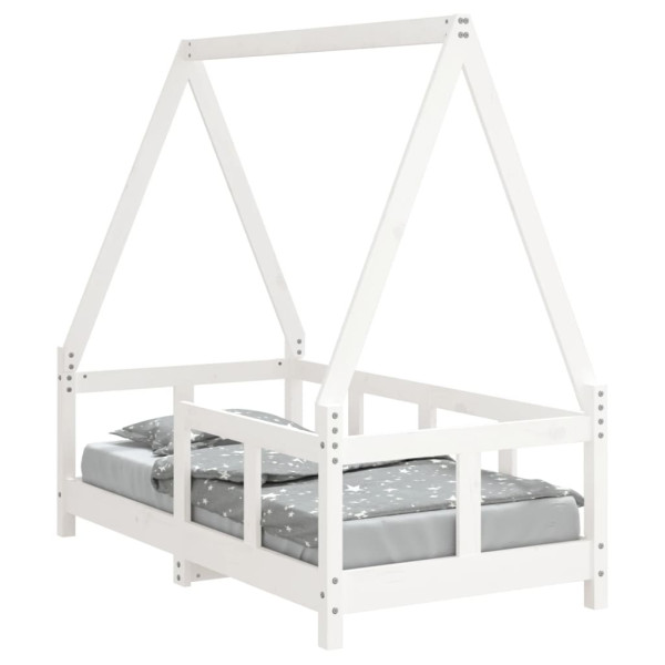 Estrutura de cama infantil 70x140 cm pinho maciço branco M 2