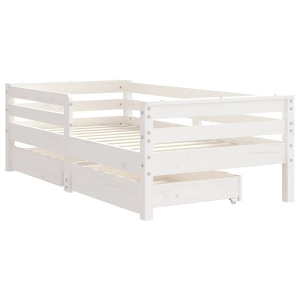 Estructura cama niños con cajones madera pino blanco 70x140 cm M 3