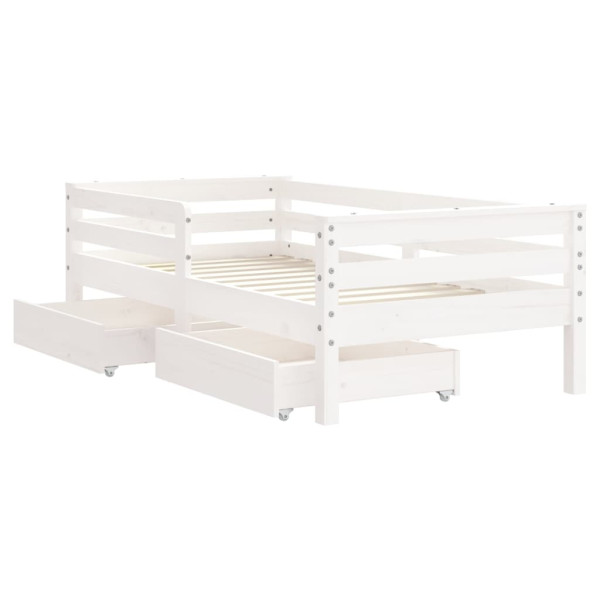 Estructura cama niños con cajones madera pino blanco 70x140 cm M 4