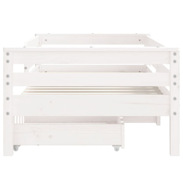 Estrutura cama infantil c/ gavetas 70x140cm pinho maciço branco M 5