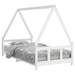 Estructura de cama para niños madera de pino blanco 90x190 cm H