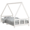 Estrutura de cama infantil 90x190 cm pinho maciço branco 2