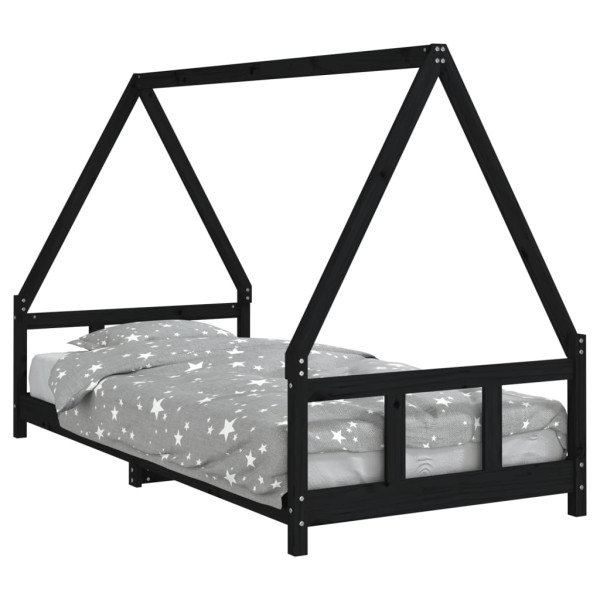 Estructura de cama para niños madera de pino negro 90x200 cm M 2