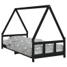 Estrutura de cama infantil 90x200 cm pinho maciço preto 2