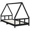 Estrutura de cama infantil 90x200 cm pinho maciço preto 3