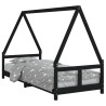 Estrutura de cama infantil 80x200 cm pinho maciço preto 2