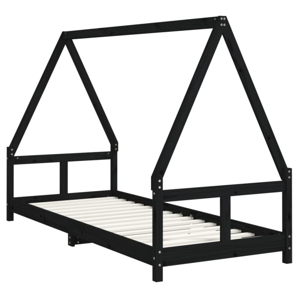 Estructura de cama para niños madera de pino negro 80x200 cm M 3